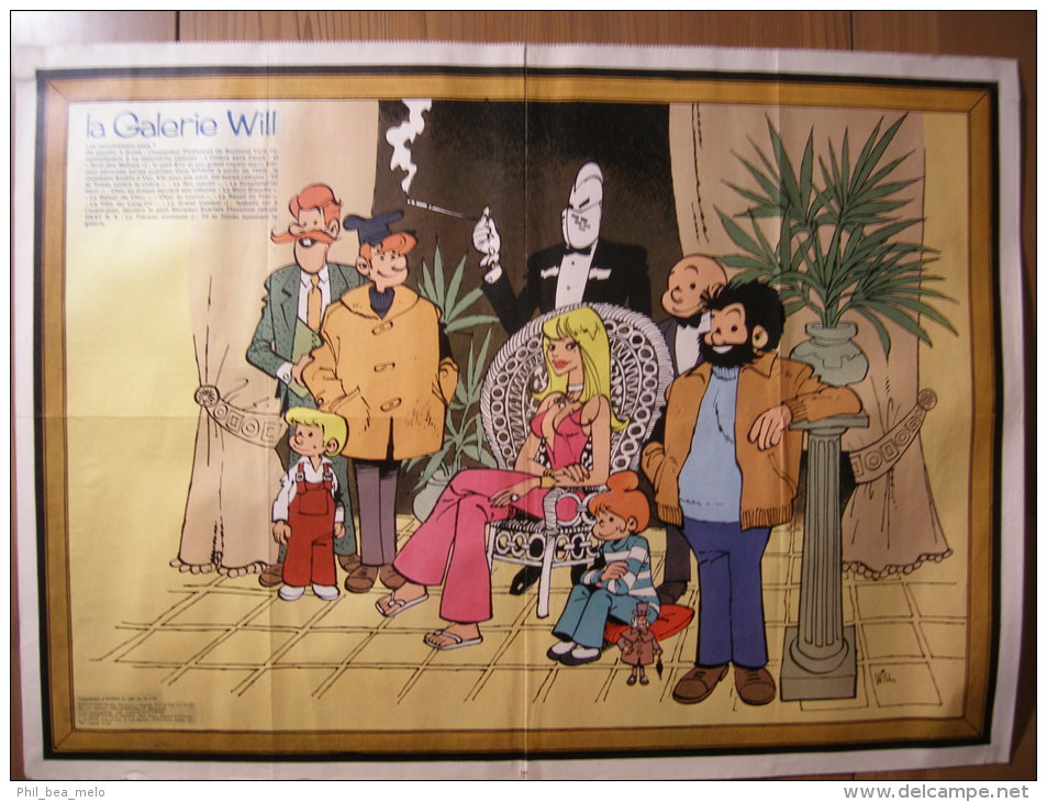 BD - POSTER SPIROU 1974 - LA GALERIE DE PERSONNAGES DE WILL - 60x43cm - Spirou Magazine