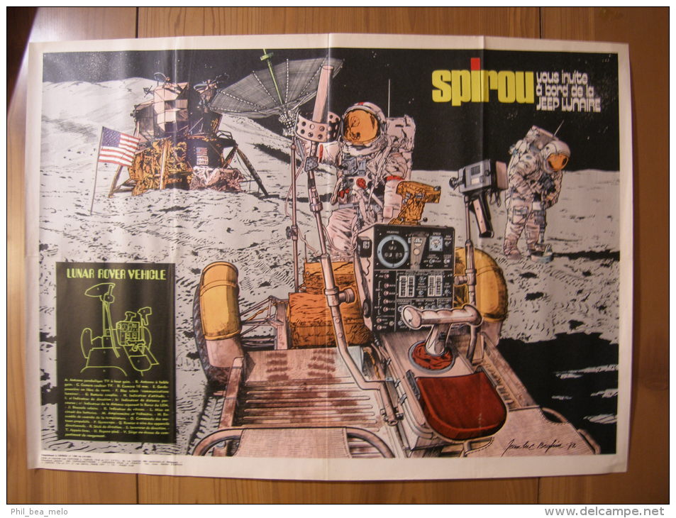 BD - POSTER SPIROU 1972 - LUNAR ROVER VEHICLE - 60x43cm - Spirou Magazine