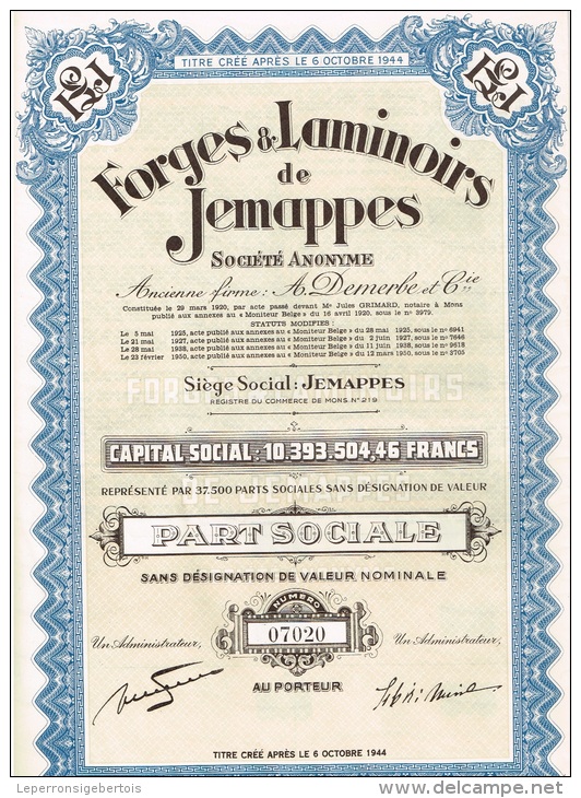 Action Ancienne - P S FORGES & LAMINOIRS DE JEMAPPES - N° 07020 - Industrie