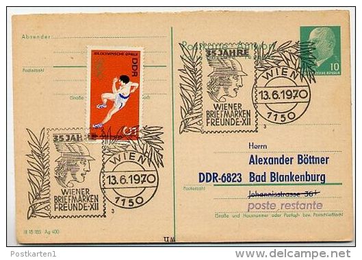 MERKUR HERMES WIEN 1970 Auf DDR P77A Antwort-Postkarte ZUDRUCK BÖTTNER #4 - Mythology