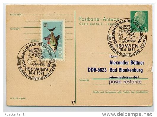 MERKUR HERMES WIEN 1971 Auf DDR P77A Antwort-Postkarte ZUDRUCK BÖTTNER #4 - Mythologie