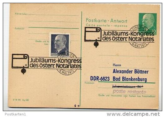 NOTARIATS-KONGRESS WIEN 1971 Auf DDR P77A Antwort-Postkarte ZUDRUCK BÖTTNER #4 - Sonstige & Ohne Zuordnung