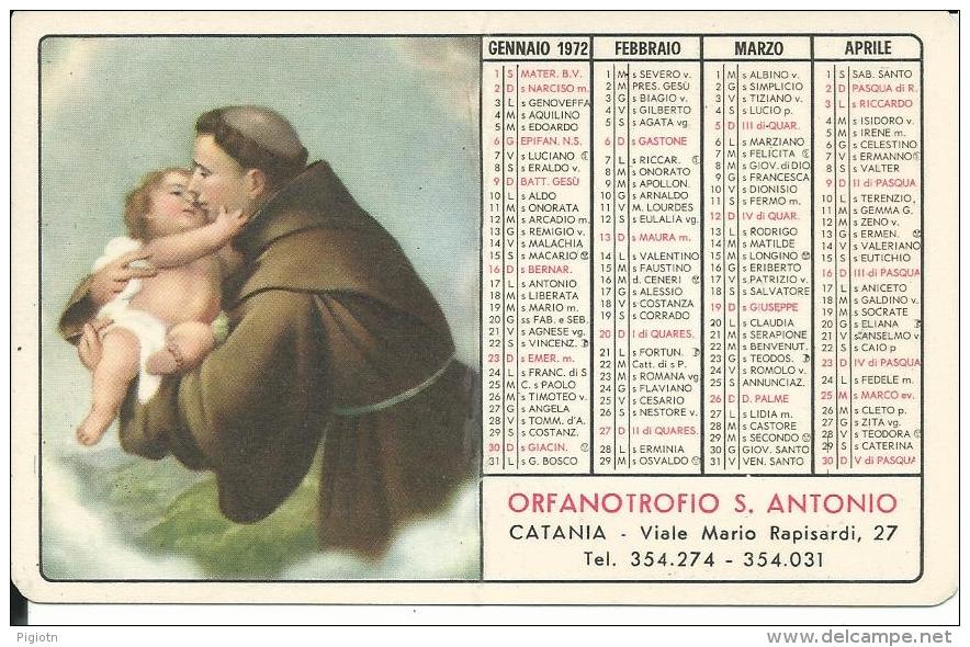 CAL158 - CALENDARIETTO 1972 - ORFANATROFIO S. ANTONIO - Petit Format : 1971-80