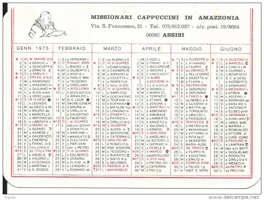 CAL164 - CALENDARIETTO 1975 - MISSIONARI CAPPUCCINI IN AMAZZONIA - Formato Piccolo : 1971-80