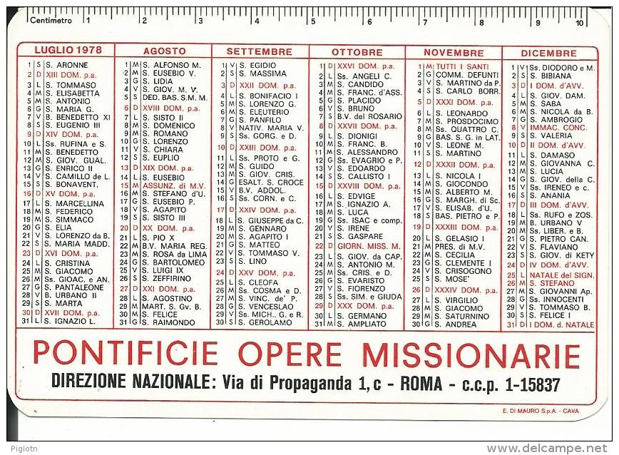 CAL172 - CALENDARIETTO 1978 - PONTIFICIE OPERE MISSIONARIE - ROMA - Formato Piccolo : 1971-80