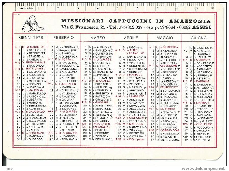 CAL174 - CALENDARIETTO 1978 - MISSIONARI CAPPUCCINI IN AMAZZONIA - ASSISI - Formato Piccolo : 1971-80