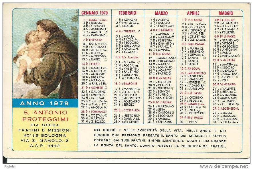 CAL180 - CALENDARIETTO 1979 - PIA OPERA FRATINI E MISSIONI - BOLOGNA - Formato Piccolo : 1971-80