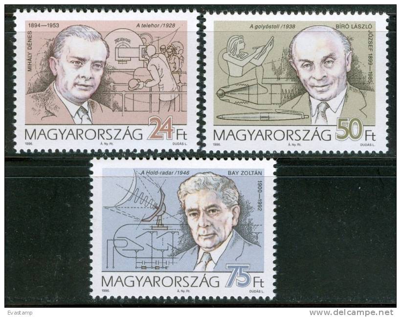 HUNGARY-1996. Hungarian Developers Of Technology (Scientists,Inventor,Bíró)MNH!! Mi:4386-4388 - Nuovi