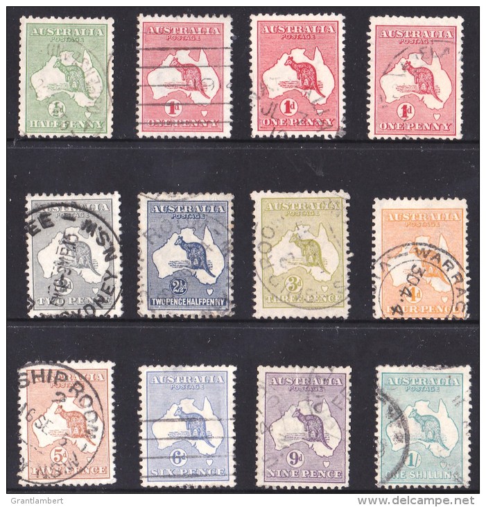 Australia 1913 Kangaroos 1st Wmk Set To 1 Shilling, 3 Dies Of 1d Used - See Notes - Gebruikt