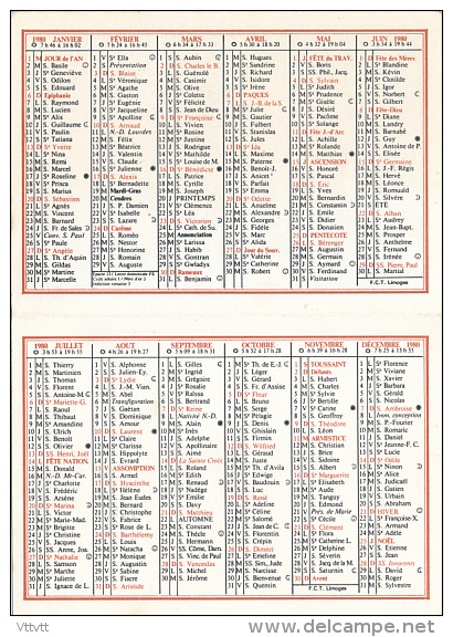 Calendrier Petit Format 1980 : Coiffure Messieurs Jean-Louis Roy, Chaillac (36), Parfum Aura, Berdoues, France, Chapeaux - Formato Piccolo : 1971-80