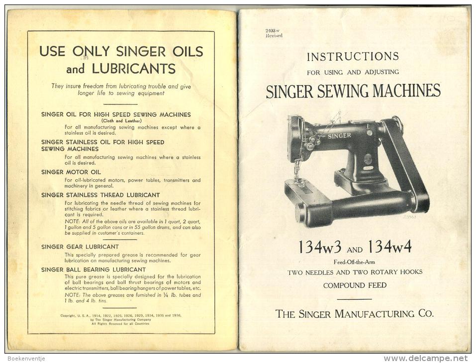 Singer Sewing Machines 134w3 And 134w4 - Matériel Et Accessoires