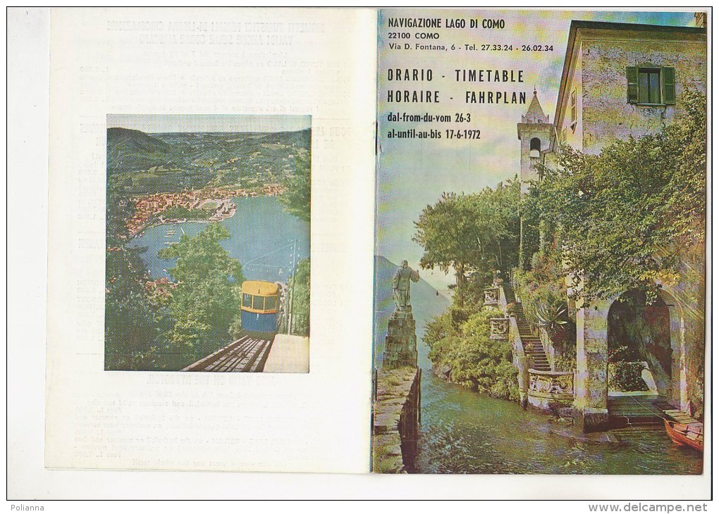 C1152 - Brochure Turistica NAVIGAZIONE LAGO DI COMO - ORARI TRAGHETTI FERRY BOAT 1972/LENNO/BELLANO/CADENA BBIA/BELLAGIO - Europe