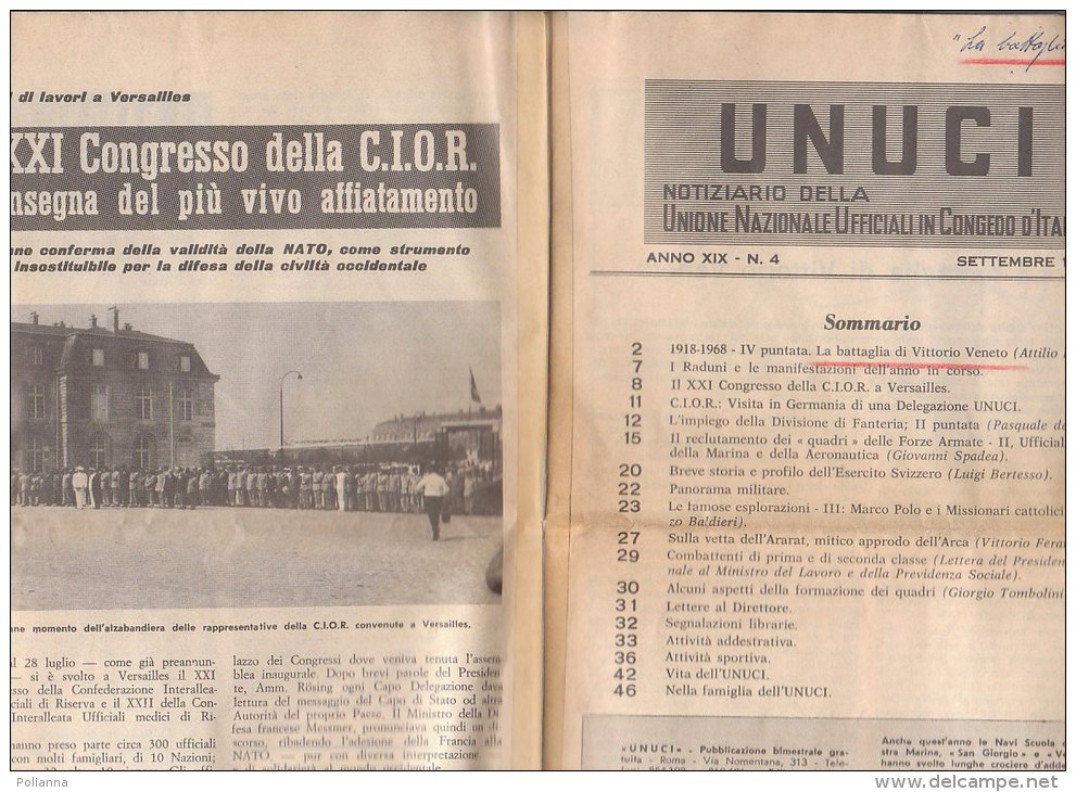 C1164 - UNUCI NOTIZIARIO UNIONE NAZ.UFFICIALI IN CONGEDO 1968 - BATTAGLIA DI VITTORIO VENETO 1918-1968 - Italienisch