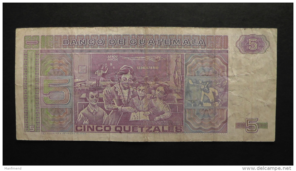 Guatemala - 5 Quetzales - 1986 - P 67 - VF - Look Scan - Guatemala