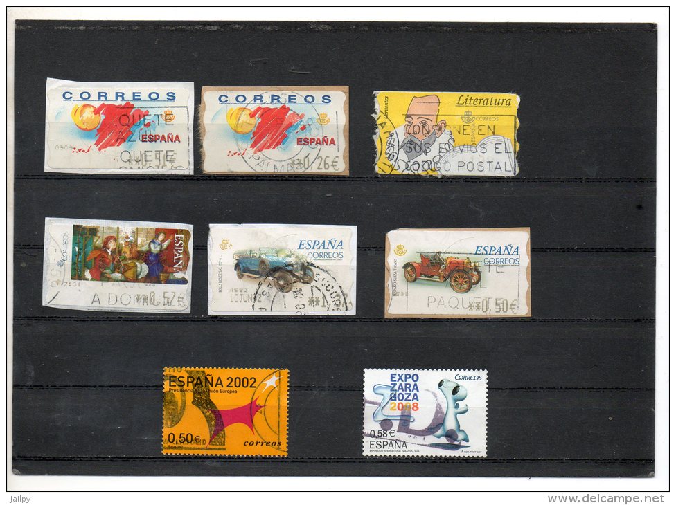 ESPAGNE       8 Timbres Dont 6 De Distributeur   Année 2002 à 2007   (6 Timbres Sur Fragment Oblitérés) - Oblitérés