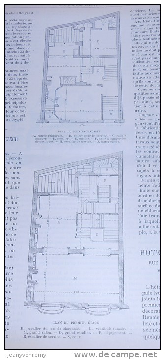 La Semaine Des Constructeurs. N°34.  18 Février 1888. Hôtel Particulier, Rue Euler à Paris. Maison  Près De New-York. - Revistas - Antes 1900