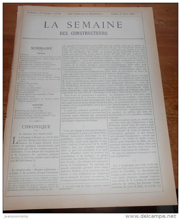 La Semaine Des Constructeurs. N°38.  17 Mars 1888. La Nouvelle Sorbonne. - Revistas - Antes 1900