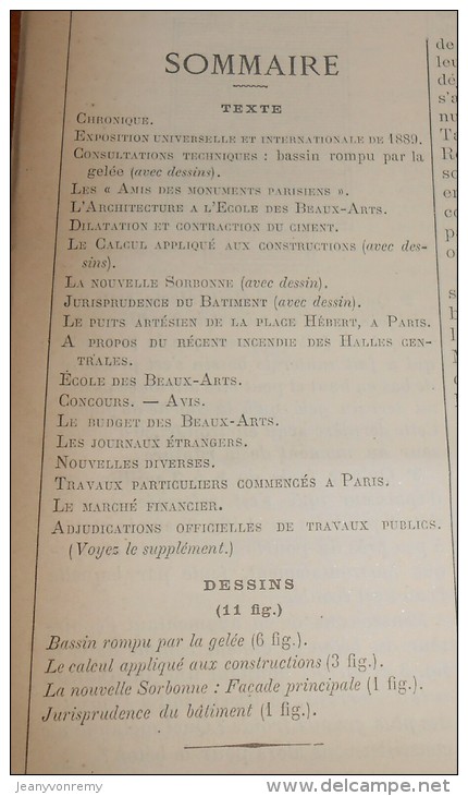 La Semaine Des Constructeurs. N°38.  17 Mars 1888. La Nouvelle Sorbonne. - Revistas - Antes 1900