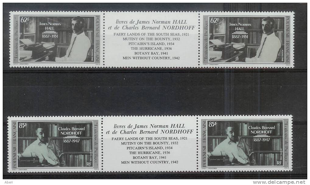 60  N° 297A Et 298A**  - Les Deux Paires Avec VIGNETTE CENTRALE - Texte - Livres De James Norman Ect - Unused Stamps