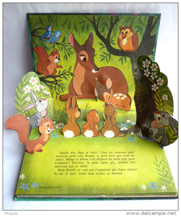 ALBUM POP UP BAMBI édition Hachette  1981 Illustrations WALT DISNEY Pas KUBASTA  Enfantina - Disney