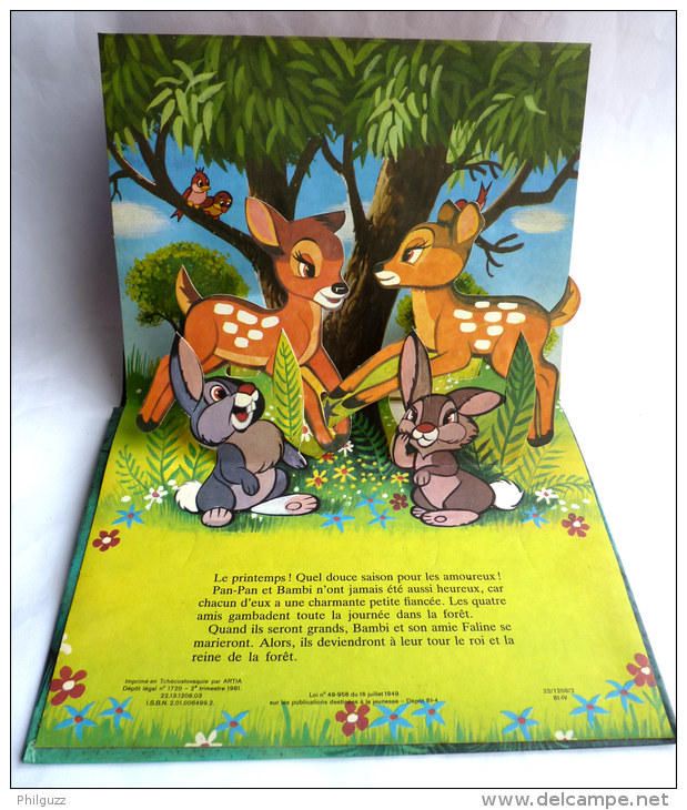 ALBUM POP UP BAMBI édition Hachette  1981 Illustrations WALT DISNEY pas KUBASTA  enfantina