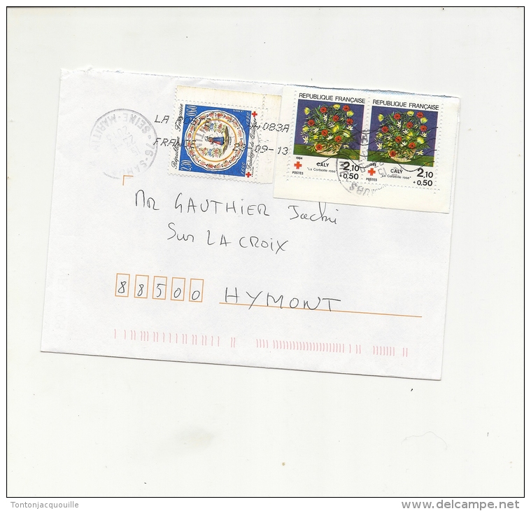 CROIX ROUGE  3 TIMBRES SUR LETTRE - Briefe U. Dokumente