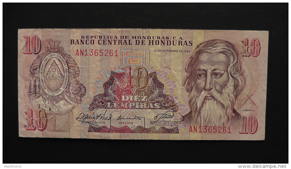 Honduras - 10 Lempiras- 1989 - P 70a - VF  - Look Scan - Honduras