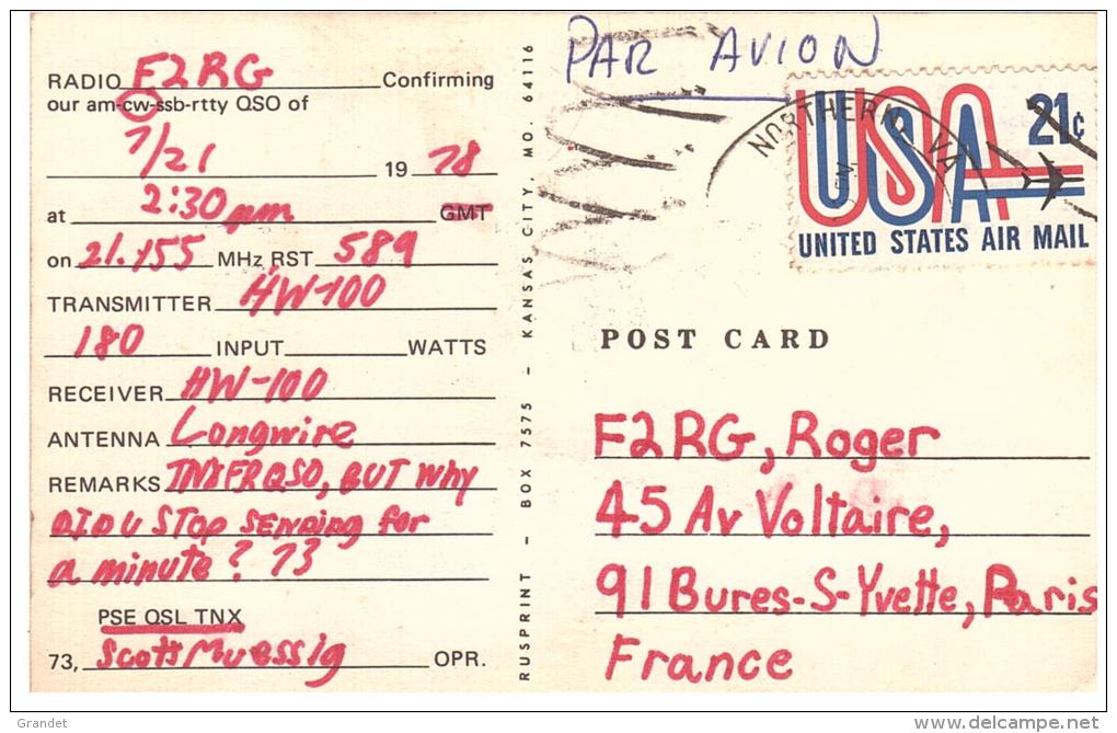 CARTE RADIO - QSL - CARTE RADIO QSL - U.S.A - ETATS UNIS - VIRGINIA - FALLS CHURCH - 1978 - TIMBRE U.S.A - Radio Amateur