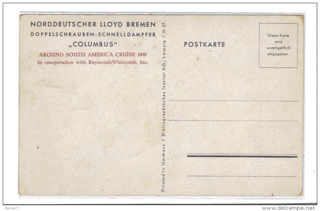 VER3069 - NORDDEUTSCHER LLOYD BREMEN COLUMBUS . Cartolina Nuova . - Paquebots