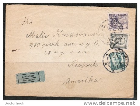 CZECHOSLOVAKIA     1948  Airmail Cover To New York, U.S.A. (Written "Nevjork") (25/VI/48) (OS-408) - Covers & Documents