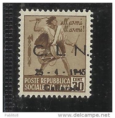 ITALY ITALIA 1945 CLN GALLARATE MONUMENTS DESTROYED OVERPRINTED MONUMENTI DISTRUTTI SOPRASTAMPATO 30 C MNH VARIETY - National Liberation Committee (CLN)