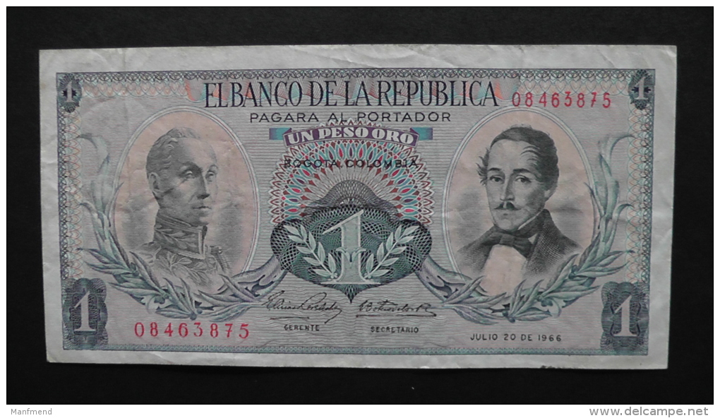 Colombia - 1 Peso Oro - 1966 - P 404c - VF  - Look Scan - Colombie