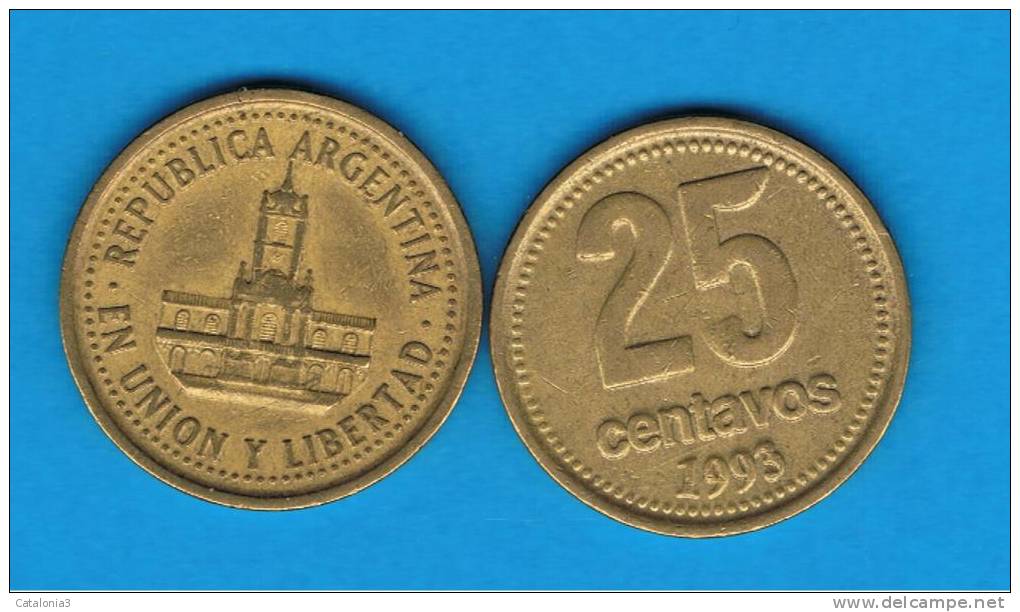 ARGENTINA -  25 Centavos  1993  KM85 Variante Letras Gruesas - Argentine