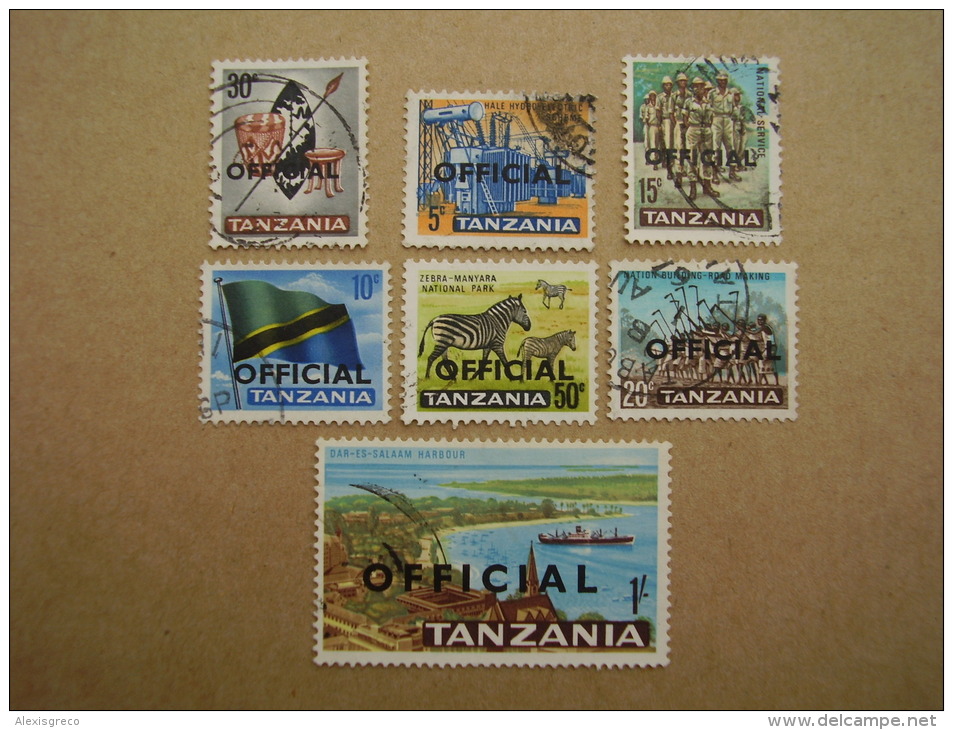TANZANIA 1965 Definitives Issue OVERPRINTED "OFFICIAL" 5c To 1/- PART SET (7) USED. - Tanganyika (...-1932)
