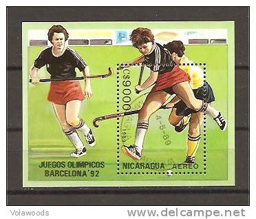 Nicaragua - Foglietto Usato: Olimpiadi Di Barcellona 1992 - Hockey (Veld)