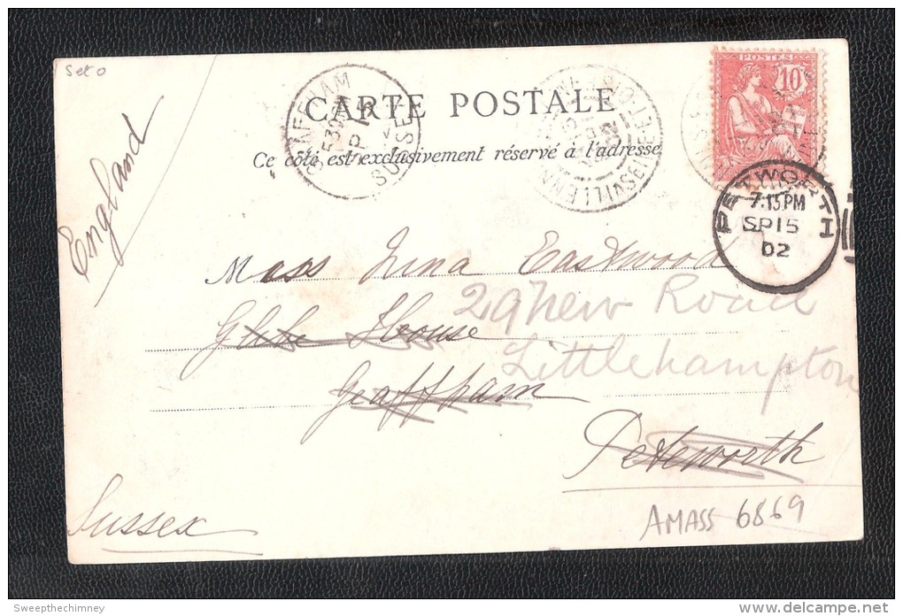 DOS SIMPLE EARLY UNDIVIDED BACK CPA Meulan - Le Petit Pont Et L'Hospice USED + STAMP 1902 PETWORTH SUSSEX POSTMARK - Meulan