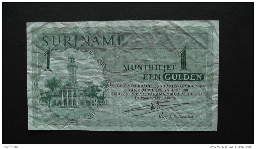 Suriname - 1 Gulden - 1971 - P 116b - F  - Look Scan - Suriname