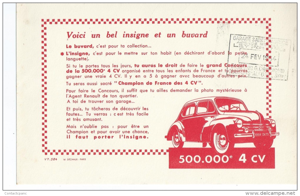 500.000 E  4 C.V.  Renault     Ft  =  21 Cm X 13.5 Cm - Auto's
