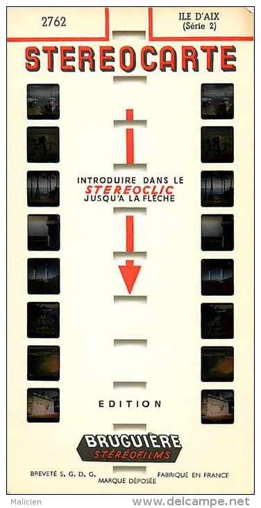 Gd Format -ref K604- Stereocarte -bruguiere -paris -8 Petites Vues Stereo -charente Maritime -ile D Aix - Bon Etat - - Andere & Zonder Classificatie