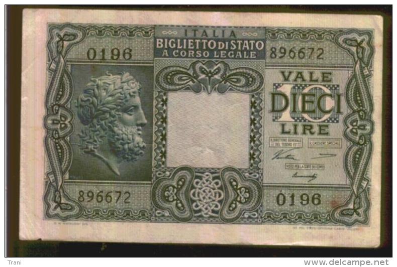 BIGLIETTO DI STATO ITALIA DA 10 LIRE "LUOGOTENENZA" - Italia – 10 Lire