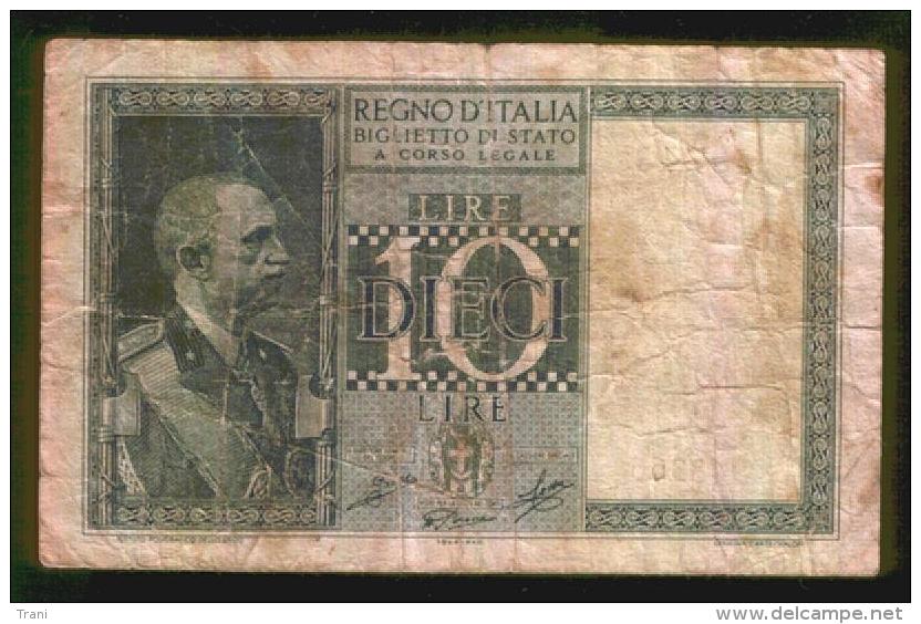BIGLIETTO DI STATO REGNO D' ITALIA DA 10 LIRE - Anno 1944 - Regno D'Italia – 10 Lire