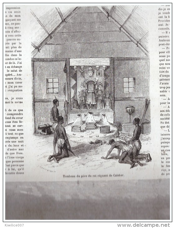 NIGER     ....gravure 1867 Calebar Temple Funeraille  MARCHE   TCHIOPO DYOU DYOU DE BONNY - Non Classés