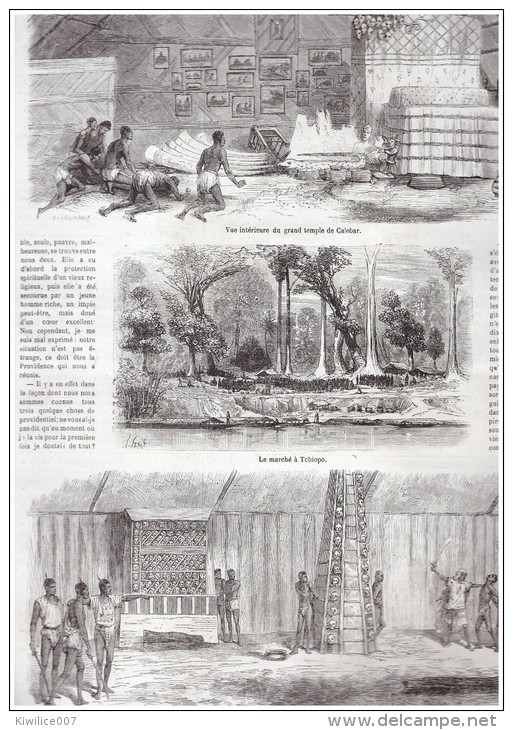 NIGER     ....gravure 1867 Calebar Temple Funeraille  MARCHE   TCHIOPO DYOU DYOU DE BONNY - Non Classés