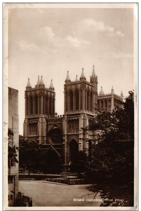 RPPC, Bristol Cathedral, West Front 1944 - Bristol