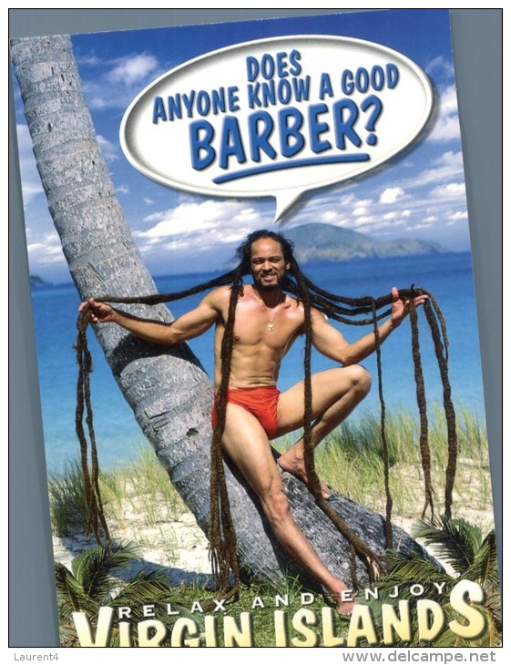 (222) Virgin Islands - Men With Extra Long Hair Looking For Hairdresser (humour) - Vierges (Iles), Amér.