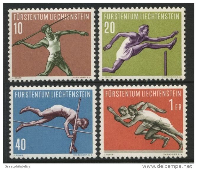 LIECHTENSTEIN 1956 SPORTS SC# 297-300 VF MNH CV$22.50 FIELD & TRACK - Ungebraucht