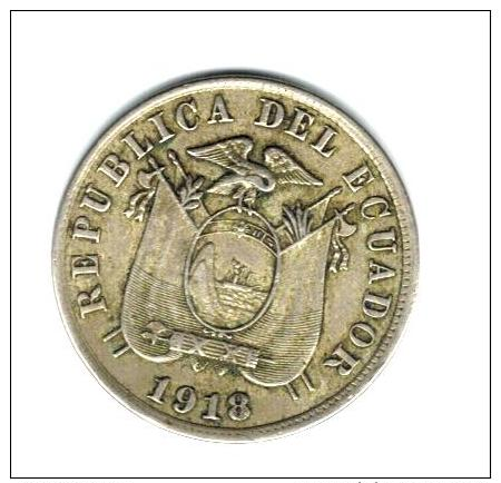 Ecuador, 5 Centavos , 1918, VFXF (RARE) - Ecuador