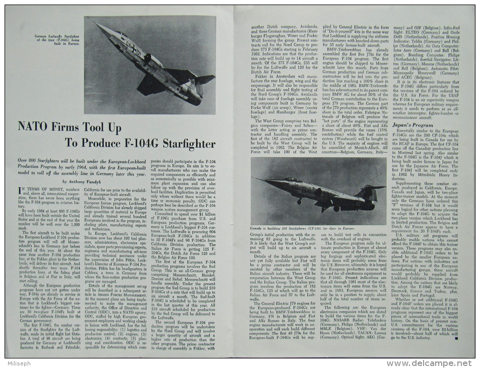 Extrait De Presse - ARMED FORCES Management - August 1961 - NATO Firms Tool Up To Produce F-104G Starfighter      (3430) - Fliegerei
