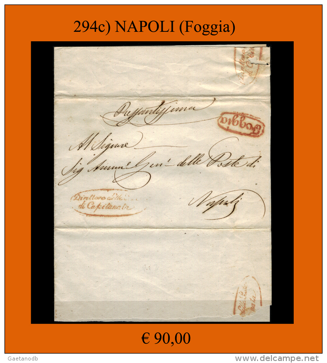 Foggia-00294c - Piego Senza Tsto. Bollo Amministrativo Postale Apposto Anche Al Verso Come Suggello. - 1. ...-1850 Prefilatelia