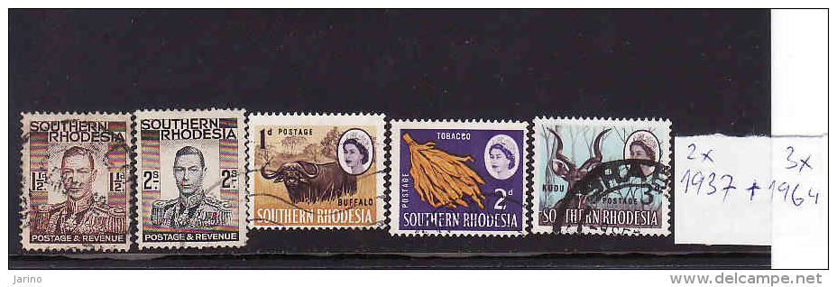 Southern Rhodesia 1937 - 2x + 1964 - 3x, Oblitérés - Zimbabwe (1980-...)